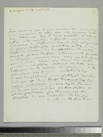 Letter : Newport, to Charles-René-Dominique Sochet Destouches, 1781 April 20