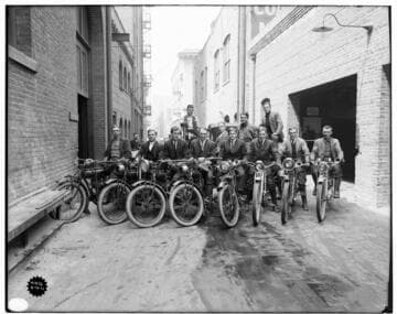 A group of employees from the Los Angeles Trouble Department.  [most of them are seated on Indian Mo-