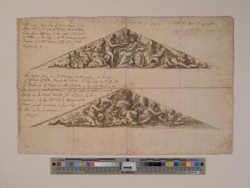 Queen's College, Oxford, Two pediment designs