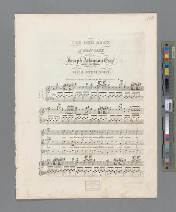 See our bark : a boat glee / written by Joseph Atkinson Esqr.   composed by Sir J. Stevenson