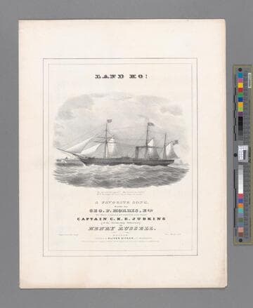 Land ho! : a favorite song / words by Geo. P. Morris, Es.q    the music composed and dedicated to his friend Captain C. H. E. Judkins (of the Steam-ship Hibernia) by Henry Russell