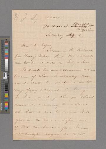 Stowe, Harriet Beecher. Letter to [James Ripley] Osgood