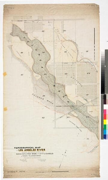 Topographical Map of Los Angeles River showing said stream between the Buena Vista Street Bridge in the City of Los Angels and main Tejunga Wash: Sheet No. 4