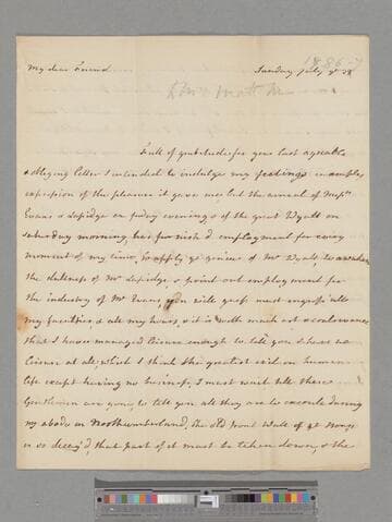 Montagu, Elizabeth (Robinson). Letter to Elizabeth (Charlton) Montagu