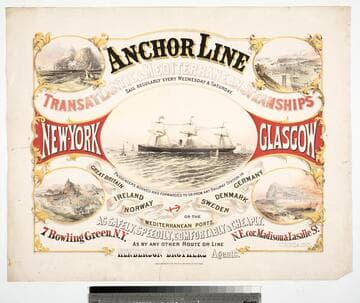 Anchor Line transatlantic & Mediterranean steamships sail regularly every Wednesday & Saturday