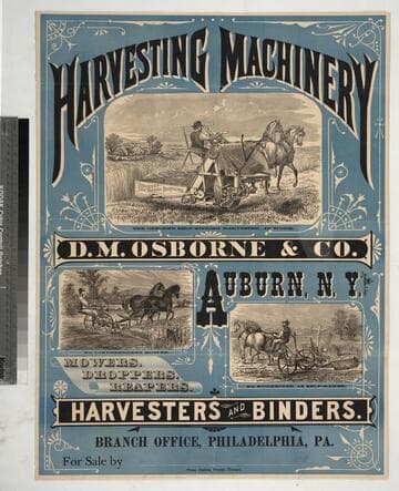 Harvesting machinery. D. M. Osborne & Co. Harvesters and binders