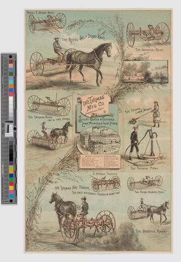 The Thomas M'f'g Co. Springfield, Ohio. : Sulky rakes & tedders, lawn mowers & iron pumps