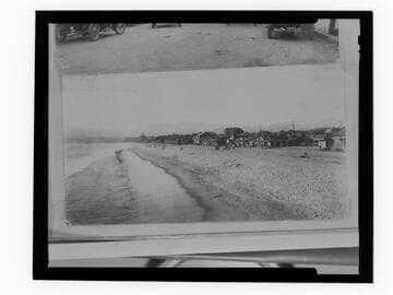 Ocean Park cottages on the beach looking toward Santa Monica