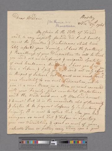 Woodhouse, James. Letter to Elizabeth (Robinson) Montagu