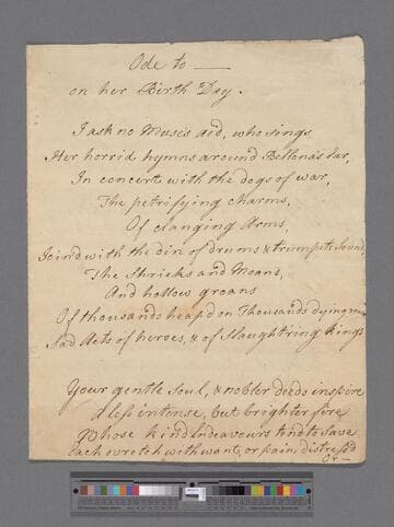 Woodhouse, James. Ode to Mrs. Elizabeth (Robinson) Montagu on her Birthday: [a poem]