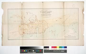 Carte de l'antique Alexandrie et de ses faubourgs : dresée sur les ordres de S. A. le vice-roi d'Egypte à l'aide de fouilles, nivellements et autres recherches / par Mahmoud-Bey, Astronome de Son Altesse