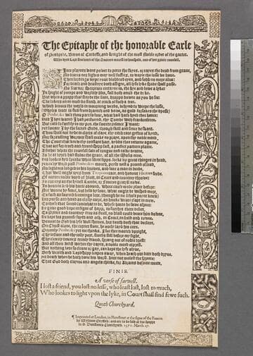 The epitaphe of the honorable Earle of Penbroke, Baron of Cardiffe, and knight of the most noble order of the garter. Who dyed Lord stueward of the QuÃ©enes maiesties houshold, and of her priuie counsell