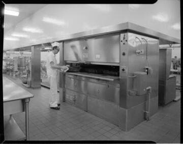 Commercial Kitchen with large ovens and grill areas