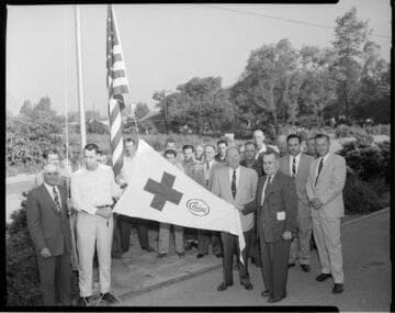 Edison Safety Award flag being raised at SCE service center