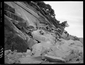Big Creek - Mammoth Pool - View after shot of onion skin on damsite access road - West abutment