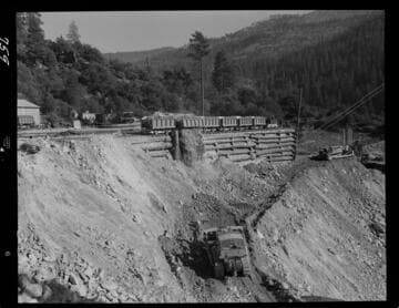 Big Creek - Mammoth Pool - Muck cars dumping at Shakeflat