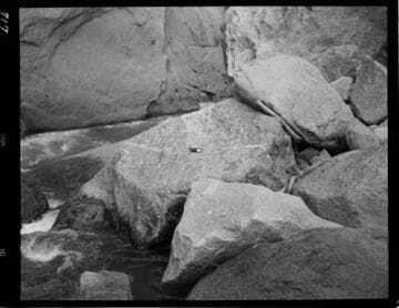 Big Creek - Mammoth Pool - General view of geological rock structure on downstream rock toe