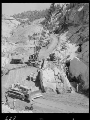 Big Creek - Mammoth Pool - Embankment placement and dental concrete in bottom on cutoff trench