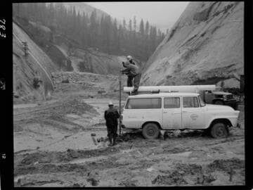 Big Creek - Mammoth Pool - Taking settlement marker readings