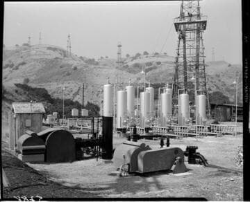 Above-ground storage tanks in oil field
