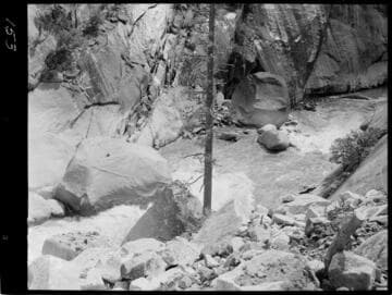 Big Creek - Mammoth Pool - View showing boulders in downstream toe of dam