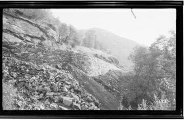 A stone wall at Kaweah #3 Hydro Plant for Road #2 ditch construction