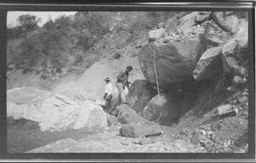 A construction crew working on tap drilling at Kaweah #3 Hydro Plant