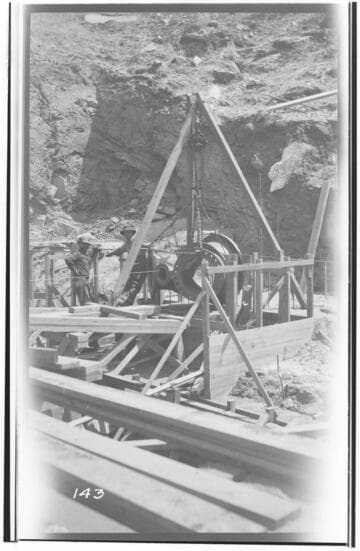 The construction crew setting the "Y" at Kaweah #3 Power House