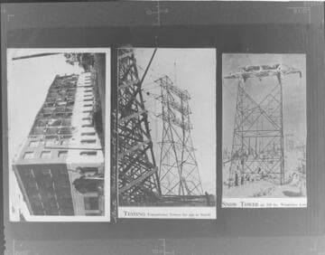 Santa Barbara earthquake. ; Testing transmission towers for use in Brazil.  ; Snow towers on 110kV Wenatchee line