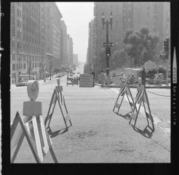 Street excavation and roadwork at 5th and Grand next to Edison General Office