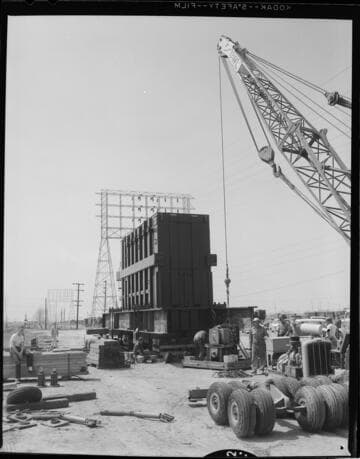 Electrical equipment on blocks in transmission corridor