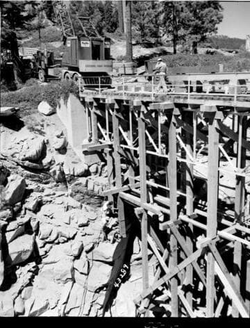 Big Creek, Huntington Lake Dams - Upstream Protection Framing near west abutment