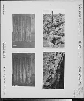 Big Creek, Huntington Lake Dams - Dam #1. Cores taken 1941