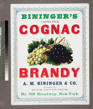 Bininger's genuine cognac brandy