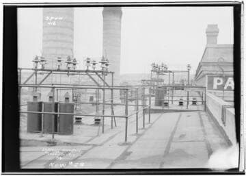 Lightning arresters on roof of Switch Gallery RBSP