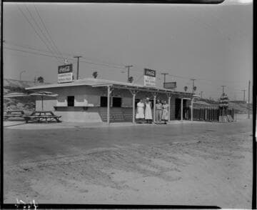 Lee's hamburger stand at the beach.  They also rent beach umbrellas and wave riders (popular at Santa Monica Beach)