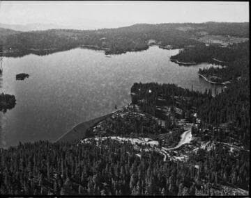 Aerial photo of Shaver Dam at Shaver Lake