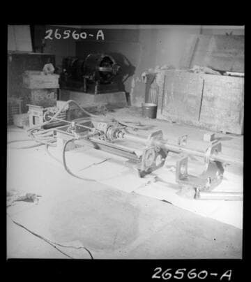 Big Creek Powerhouse #1 - Boring bar for machine bucket bolt holes, Unit #4. Assembly