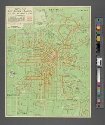 Route map Los Angeles Railway electric car and bus routes