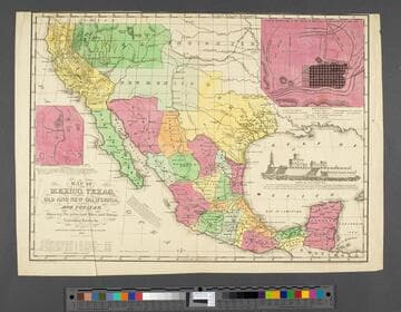 Map of Mexico, Texas, Old and New California, and Yucatan
