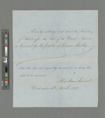 Abraham Lincoln, Washington, D.C., authorization to William H. Seward