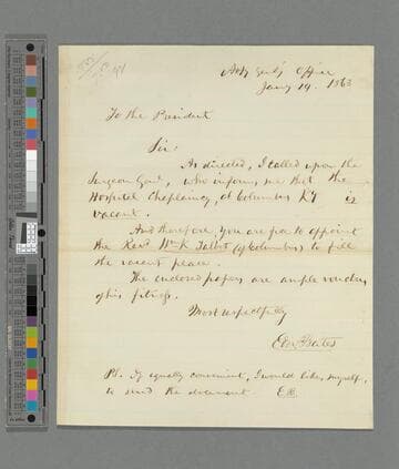 Edward Bates, Washington, D.C., letter to Abraham Lincoln