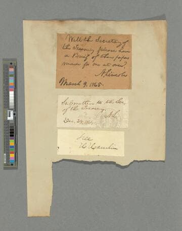Abraham Lincoln autograph notes