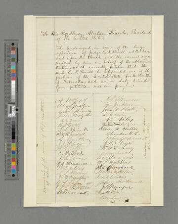 Illinois Legislature, House of Representatives petition to Abraham Lincoln