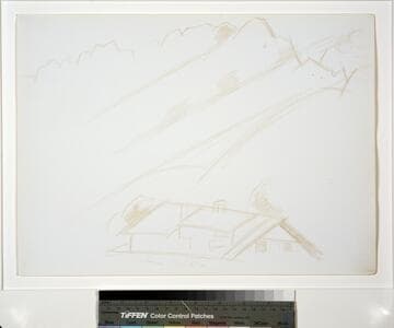 Mountain Landscape, Building in Foreground