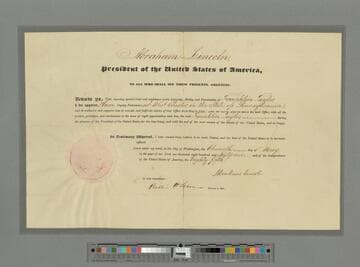 Abraham Lincoln, Washington, D.C., appointment of Franklin Taylor as Deputy Paymaster, West Chester, Pennsylvania