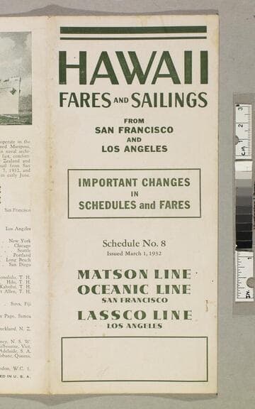 Hawaii fares and sailings from San Francisco and Los Angeles : important changes in schedules and fares