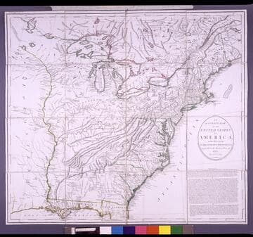 Accurate Map of the United States of America, with part of the Surrounding Provinces agreeable to the Treaty of Peace of 1783, by Jno. Cary