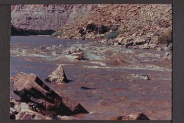 Harris-Brennan boat in Brown Betty Rapid, Mile 212, Cataract Canyon
