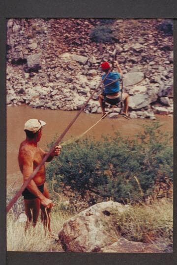 John Herrington on Damsite Cable car